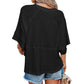 💎59 % Rabatt🌸Einfarbiges Patchwork-T-Shirt mit lockeren Fünf-Punkt-Trompetenärmeln🌈