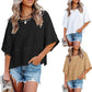 💎59 % Rabatt🌸Einfarbiges Patchwork-T-Shirt mit lockeren Fünf-Punkt-Trompetenärmeln🌈