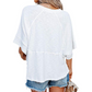 💎59 % Rabatt🌸Einfarbiges Patchwork-T-Shirt mit lockeren Fünf-Punkt-Trompetenärmeln🌈
