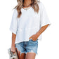 💎59 % Rabatt🌸Einfarbiges Patchwork-T-Shirt mit lockeren Fünf-Punkt-Trompetenärmeln🌈