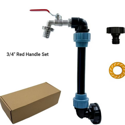 Adapter-Set für IBC-Tanks – Erhöhung, Zapfhahn aus Zinklegierung (3/4“), PE-Schlauch & Winkelstücke – ideal für Garten & Haushalt💧🏡