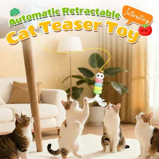 🐈 50% RABATT! 🎾 Automatisches einziehbares Katzenspielzeug – Bewegungsaktiviert, interaktiv & jagdfördernd – Ideal gegen Langeweile für Stubentiger zu Hause ✨