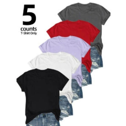 💶Nur 6.99 € pro Stück!!  5er-Pack Unifarbene Basic T-Shirts aus Baumwolle – Vielseitige Klassiker für deinen Kleiderschrank 🧳