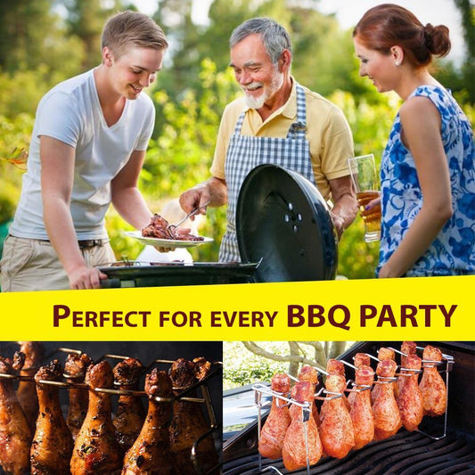 🍗 LIMITIERTES ANGEBOT 50% RABATT! ✨ Faltbarer Hähnchenschenkel-Grillhalter 🍗 Mit Auffangschale für BBQ & Ofen 🔥