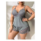 🥳HEISSER VERKAUF 2026🥳💞ÜBER 50.000 VERKAUFT!👗🌸 50 % RABATT! Pyjama-Set aus Top und Shorts mit Spitzenbesatz – Weicher, satinartiger Stoff, verstellbare Träger und V-Ausschnitt.