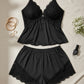 🥳HEISSER VERKAUF 2026🥳💞ÜBER 50.000 VERKAUFT!👗🌸 50 % RABATT! Pyjama-Set aus Top und Shorts mit Spitzenbesatz – Weicher, satinartiger Stoff, verstellbare Träger und V-Ausschnitt.