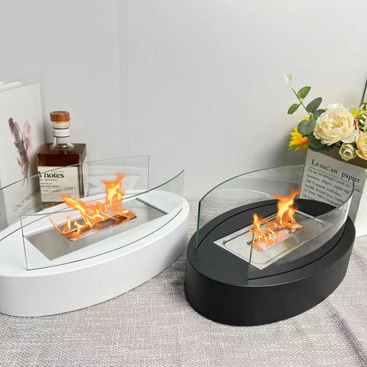 Tisch-Bioethanol-Feuerstelle mit Glasscheibe