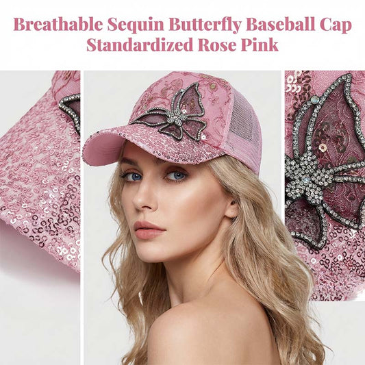 Baseballkappe mit Strass-Schmetterling und Pailletten