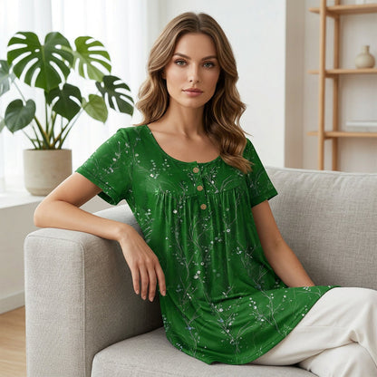Falten Blumen Top – locker, komfortabel und elegant