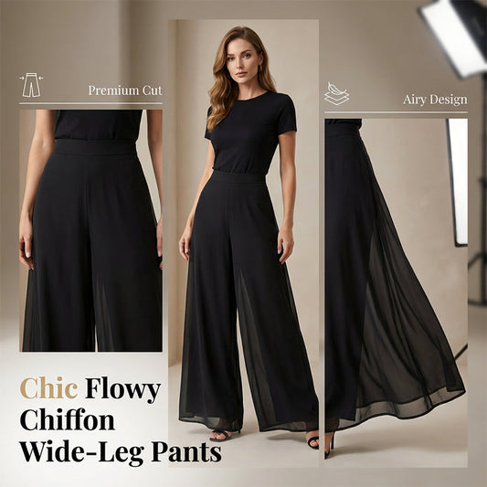 ✨ Schick & bequem: Fließende Chiffon-Hose mit weitem Bein für Damen – für jeden Anlass ✨