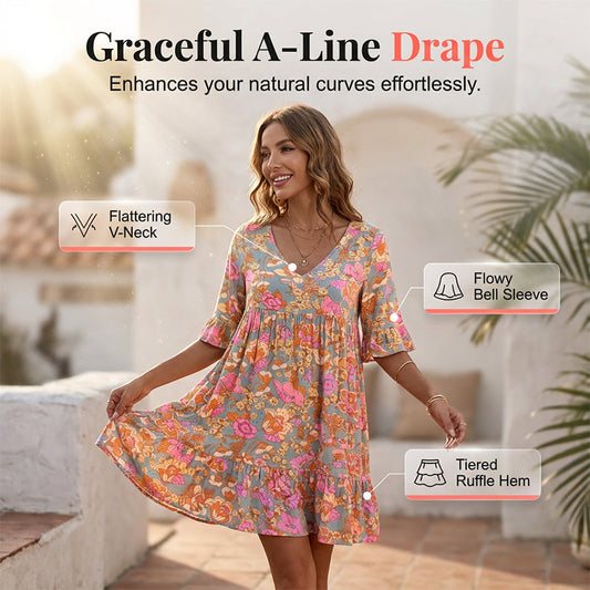 🌺 Zeitlich begrenztes Angebot – Lässiges Damenkleid mit V-Ausschnitt und Blumenmuster! Hol dir den Sommer-Look, der dich jeden Tag strahlen lässt. 🌸✨
