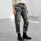 Damen Star Print Distressed High Waist Jeans