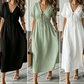Midi-Kleid mit V-Ausschnitt und Bindeband vorne für Damen
