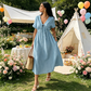 Midi-Kleid mit V-Ausschnitt und Bindeband vorne für Damen