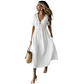 Midi-Kleid mit V-Ausschnitt und Bindeband vorne für Damen