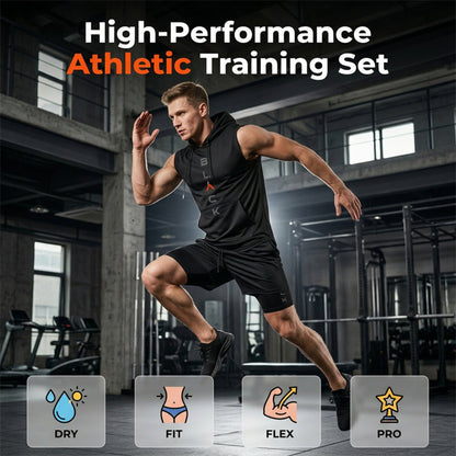 ⌛🏃‍♂️💪 NUR NOCH 1 WOCHE – 50% RABATT! Herren Sport-Set – Ärmelloses Hoodie & Shorts – Atmungsaktiv, schnelltrocknend & bequem ⏰