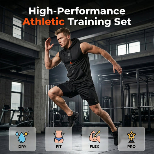 ⌛🏃‍♂️💪 NUR NOCH 1 WOCHE – 50% RABATT! Herren Sport-Set – Ärmelloses Hoodie & Shorts – Atmungsaktiv, schnelltrocknend & bequem ⏰