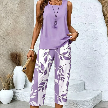 Set aus ärmellosem Oberteil und bedruckter Caprihose