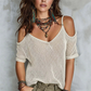 Damen Summer Strick Cold-Shoulder Top
