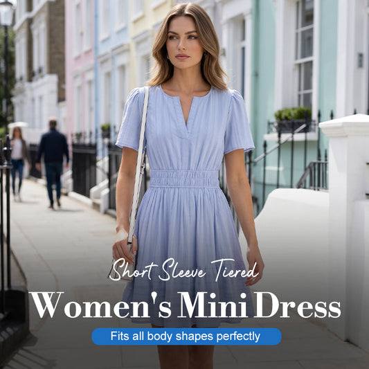 Damen-Minikleid mit kurzen Ärmeln und Stufenrock