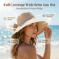 👒 Damen Sonnenhut mit breiter Krempe & dekorativer Schleife, faltbarer atmungsaktiver Stoff mit 360° UV-Schutz für Strand, Garten und Urlaub ✨