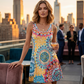 Lockeres, ärmelloses Sommerkleid im A-Linien-Schnitt mit Print