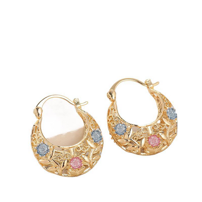 ⏰ 50 % RABATT – Nur für kurze Zeit ✨Vergoldete Halbmond-Creolen mit Blumenemaille 🌙✨ Elegante Handarbeit mit femininem Design