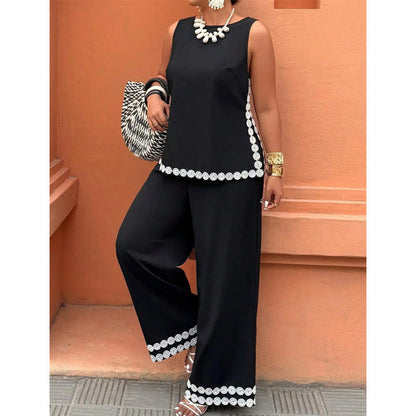 👚🤍 Damen ärmelloses Top & weites Bein Hosen Set – Fließend, luftig & elegant – Perfekt für Sommer, Strand oder besondere Anlässe – bequemer 2-teiliger Look ✨