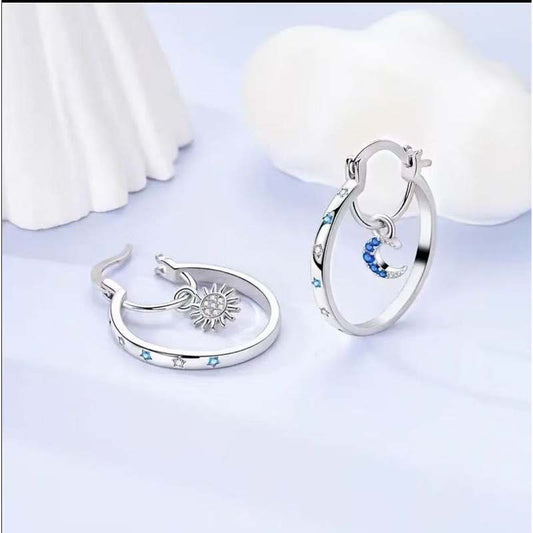 🌙 Doppellagige Hoop-Ohrringe im Himmelskörper-Design – fein, minimalistisch & elegant für Alltag & besondere Anlässe ✨