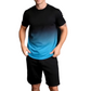 Set aus Hemd und Shorts mit Ton-in-Ton-Muster für Herren