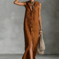 Ärmelloses Kapuzen-Maxikleid mit Knopfleiste