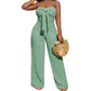 Damen-Jumpsuit, trägerlos, hochgeschnitten, weites Bein