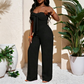Damen-Jumpsuit, trägerlos, hochgeschnitten, weites Bein