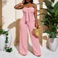 Damen-Jumpsuit, trägerlos, hochgeschnitten, weites Bein
