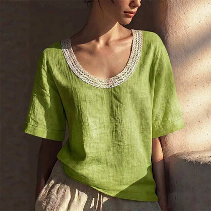 👚 50% DE RÉDUCTION 🌸 Blouse d’été vintage en dentelle – Détails délicats & coupe légère – Parfaite pour un look romantique ou chic au quotidien – féminine, respirante et intemporelle ✨🌿