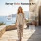 🔥 Letzter Tag! 50% Rabatt NEU Damen 2-Teiler Baumwoll-Leinen Set ✨ Boho Blumenprint, locker & atmungsaktiv für Sommer & Urlaub