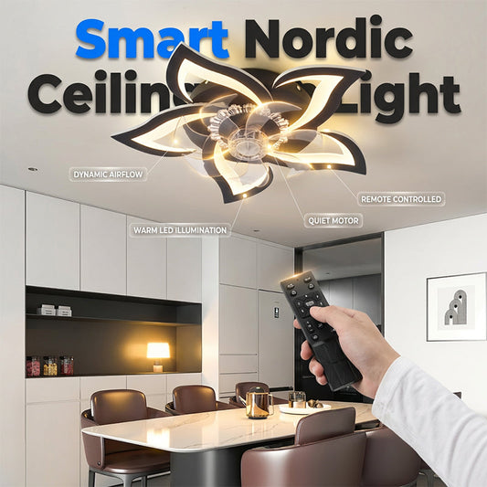 Moderner blumenförmiger Deckenventilator mit Licht & Fernbedienung