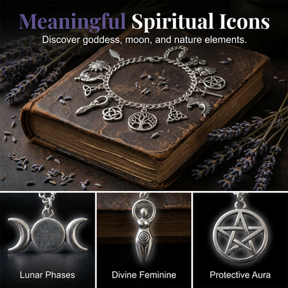 📿✨ 50% RABATT! Vintage-Armband im heidnischen Stil – Wicca-Symbol-Anhänger, Vintage-Metall, vielseitig kombinierbar für den Alltag – Spirituelle Bedeutung ✨