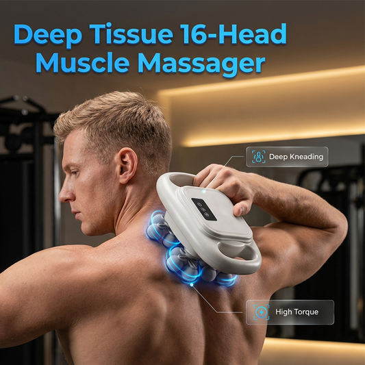 ✨🔥Akku-Muskelmassagegerät mit 16 Massageköpfen