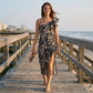 Damen Sommer Rückenfreies Midi-Kleid mit Seitenschlitz