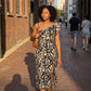 Damen Sommer Rückenfreies Midi-Kleid mit Seitenschlitz
