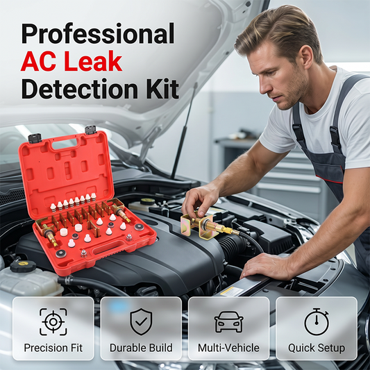 ⚙️ Komplettes A/C-Leckage-Prüfwerkzeug – robuste Kupferadapter, vielseitige Anschlüsse & zuverlässige Abdichtung, ideal für Werkstatt & Selbsthilfe 🛠️🚗