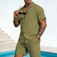 Einfarbiges Zweiteiler-Sommer-Outfit für Herren