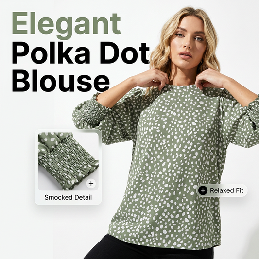 ⚫⚪Damen Casual Polka-Dot Bluse mit 3/4-Ärmeln ✨ Bequeme 3/4 Arm Freizeitbluse für Frauen