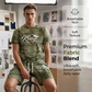 🔥 NUR SOLANGE DER VORRAT REICHT – 50% RABATT! 🎉 Herren Sportset mit Kunstdenim Print – Kurzarm T-Shirt + Cargo Shorts, elastischer Stoff für Fitness, Laufen & Alltag