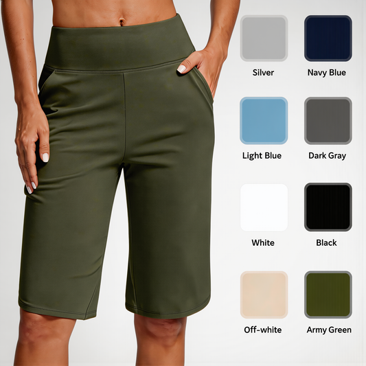 👖 LETZTER TAG SONDERVERKAUF 50% RABATT! Hochtaillierte Damen Yoga-Shorts mit Seitentaschen – 8 Farben, elastisch & bequem für Sport und Alltag