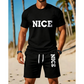 👕 Herren Sommer-Set mit T-Shirt und Shorts 🌿 Bequem, Lässig & Modernes Color-Block Design