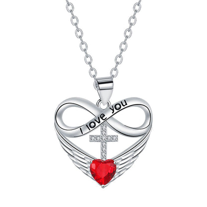 🔥 50% RABATT – Unendlichkeit Herz Kreuz Halskette mit Flügelanhänger 💫❤️