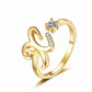 Verstellbarer Glitzer-Initialring für Damen