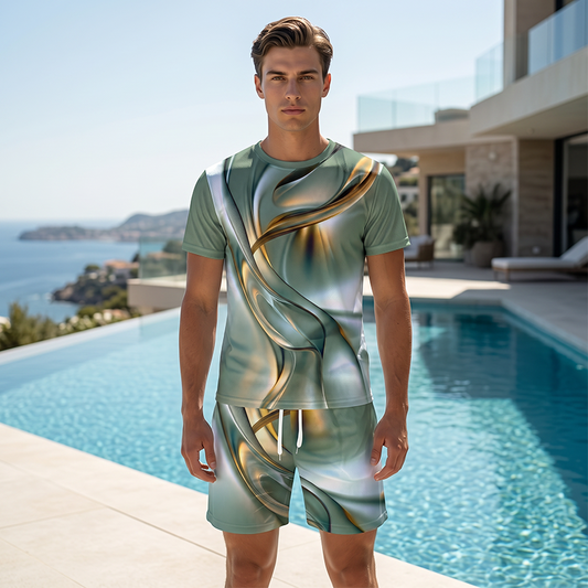 🔥Solange der Vorrat reicht 40 % Rabatt!🎉Herren Lässiges Grafik T-Shirt und Shorts Set